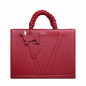 Preview: Handbag made of  calfskin with braided handles wine red